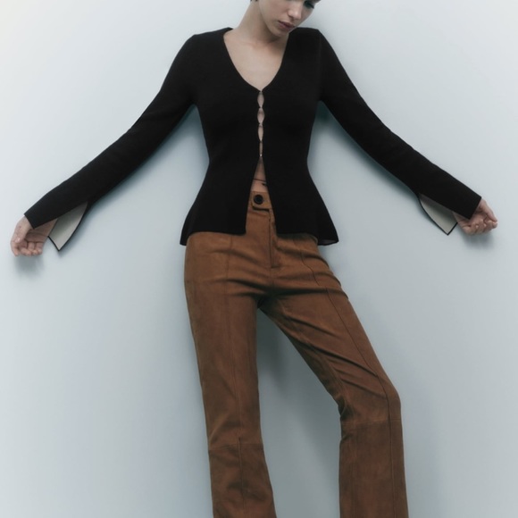 Zara Sweaters - Zara Fitted Knit Cardiganblack /ecru